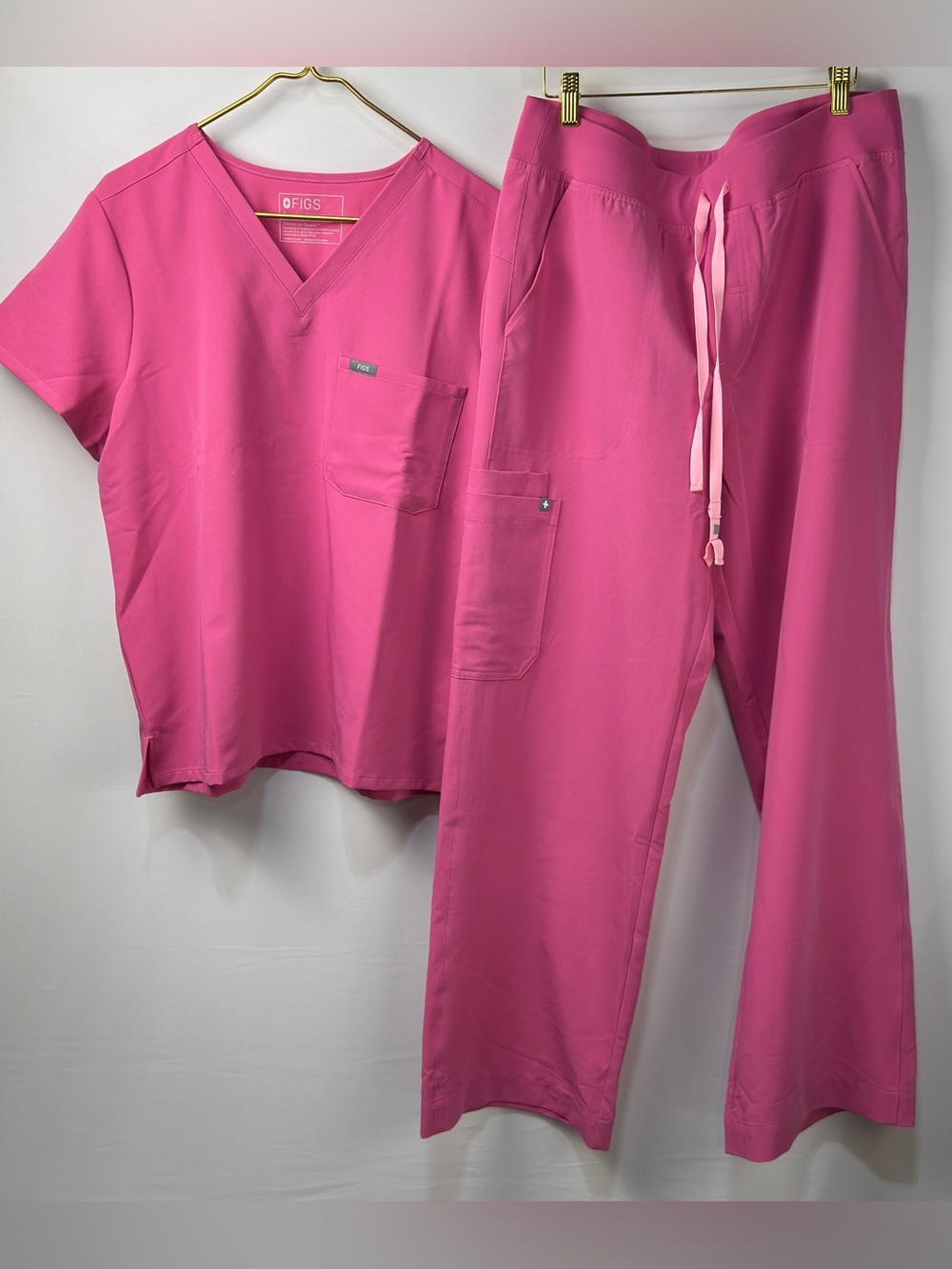 Figs Women's Scrub Top & Drawstring Pant in F**king Pink
